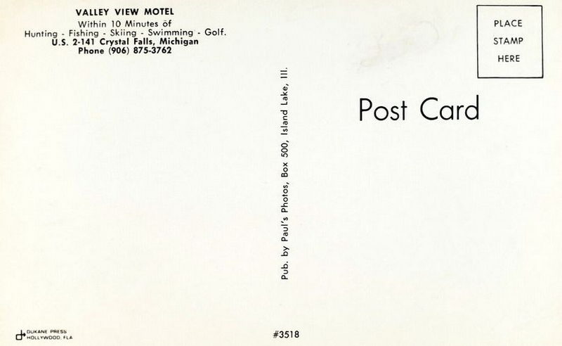 Valley View Motel - Vintage Postcard